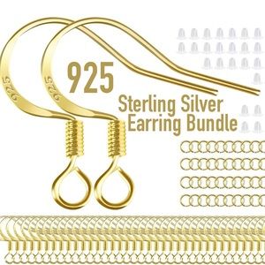 925 Sterling Silver Gold Earring Wires & More Jewelry Making Bundle Lot DIY Bulk